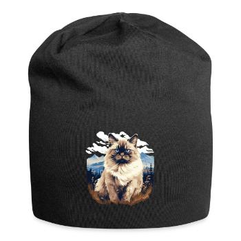 Birman Cat Birma Katze - Jersey-Beanie - Schwarz - Vorne
