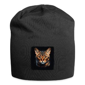 Bengal Cat Bengalkatze - Jersey-Beanie - Schwarz - Vorne