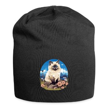 Birman Cat Birma Katze - Jersey-Beanie - Schwarz - Vorne