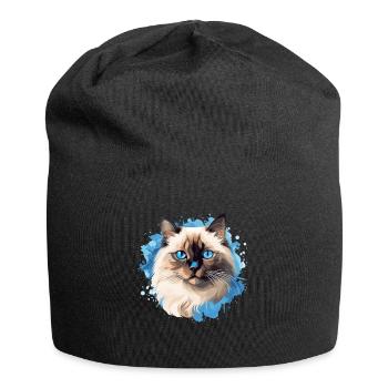 Birman Cat Birma Katze - Jersey-Beanie - Schwarz - Vorne