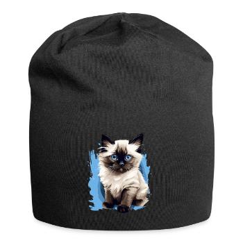 Birman Cat Birma Katze - Jersey-Beanie - Schwarz - Vorne