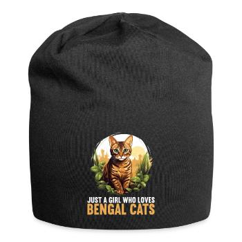 Bengal Cat Bengalkatze - Jersey-Beanie - Schwarz - Vorne