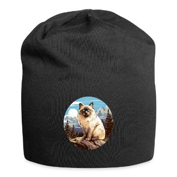 Birman Cat Birma Katze - Jersey-Beanie - Schwarz - Vorne