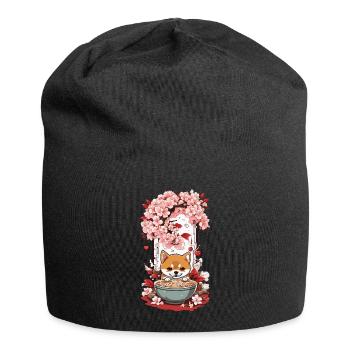 Mignon Shiba Chien Esthétique Ramen Japon Streetwear - Bonnet en jersey - noir - Devant