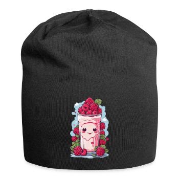 Himbeeren Niedlicher Milchshake Kawaii Anime Spaß - Jersey-Beanie - Schwarz - Vorne