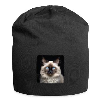 Birman Cat Birma Katze - Jersey-Beanie - Schwarz - Vorne