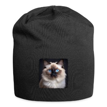 Birman Cat Birma Katze - Jersey-Beanie - Schwarz - Vorne