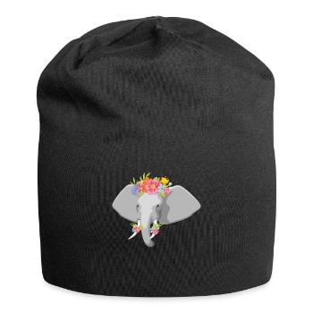Elefantenkopf Blumen Kinder Elefant - Jersey-Beanie - Schwarz - Vorne