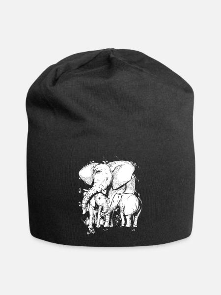 Famille d’éléphant Éléphant Enfant Éléphant - Bonnet en jersey - noir