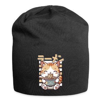 Cat liebt Ramen Bowl Kawaii Anime - Jersey-Beanie - Schwarz - Vorne