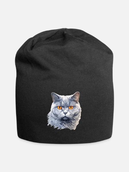 Cat Katzen British Shorthair Britisch Kurzhaar - Jersey-Beanie - Schwarz