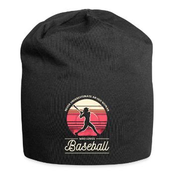 Unterschätze niemals eine alte Frau, die liebt - Jersey-Beanie - Schwarz - Vorne