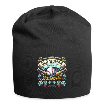 Unterschätze niemals eine alte Frau, die liebt - Jersey-Beanie - Schwarz - Vorne