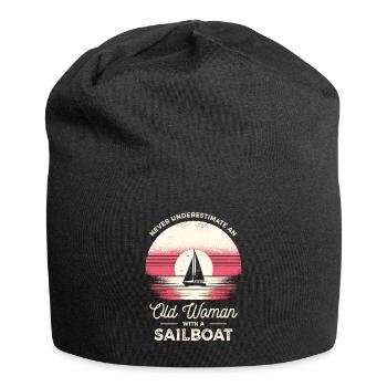 Ne sous-estimez jamais une vieille femme avec un voilier - Bonnet en jersey - noir - Devant