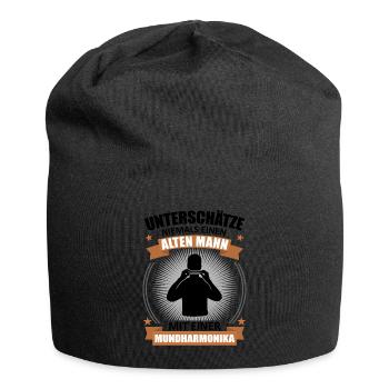 Old Man Harmonica Wisdom - Jersey Beanie - black - Front