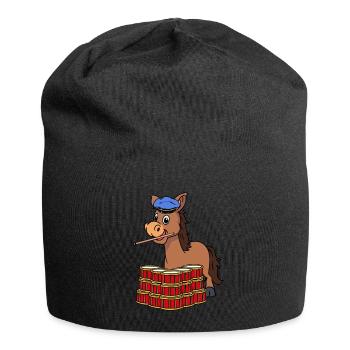 Drummer, Donkey, Drum, Musician, Music Drumming - Jersey Beanie - black - Front