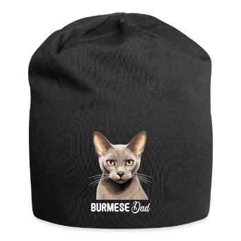 Burmese Cat Burma Katze - Jersey Beanie - black - Front