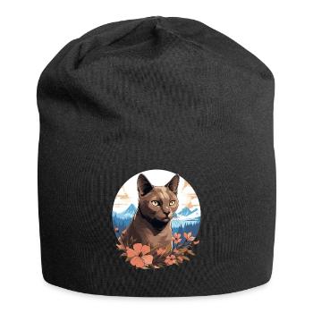 Burmese Cat Burma Katze - Jersey Beanie - black - Front