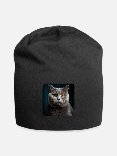 Cat Katzen British Shorthair Britisch Kurzhaar - Jersey-Beanie - Schwarz
