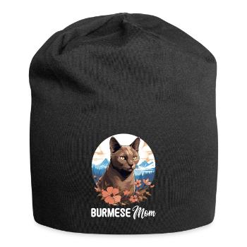 Burmese Cat Burma Katze - Jersey Beanie - black - Front