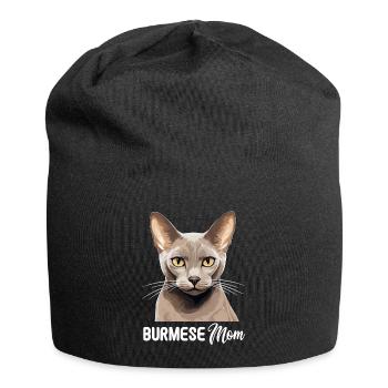 Burmese Cat Burma Katze - Jersey Beanie - black - Front
