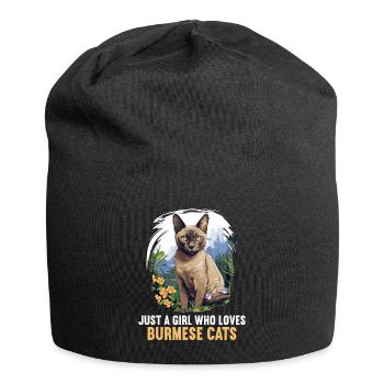 Burmese Cat Burma Katze - Jersey Beanie - black - Front