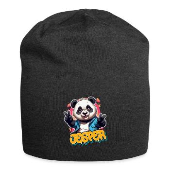 JESPER - Beau nom de garçon avec Cool Panda - Bonnet en jersey - charbon - Devant