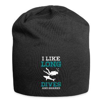Ich mag lange Tauchgänge und Hai-Taucher - Jersey-Beanie - Schwarz - Vorne