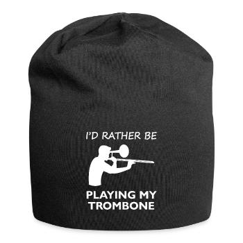 Dear Trombone Playing Musician Gift - Jersey Beanie - black - Front