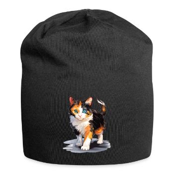 Chat calicot Chat porte-bonheur - Bonnet en jersey - noir - Devant