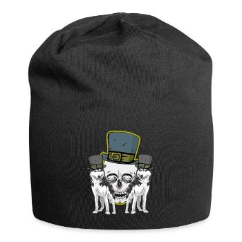 Crâne Crâne Husky Chiens Loup Halloween - Bonnet en jersey - noir - Devant