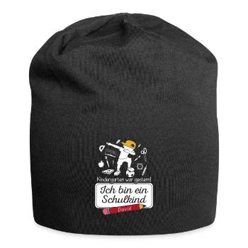 Je suis un écolier David - Bonnet en jersey - noir - Devant
