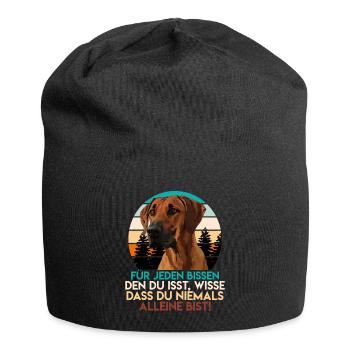 Rhodesian Ridgeback Lustig FÜR JEDEN BISSEN - Jersey-Beanie - Schwarz - Vorne