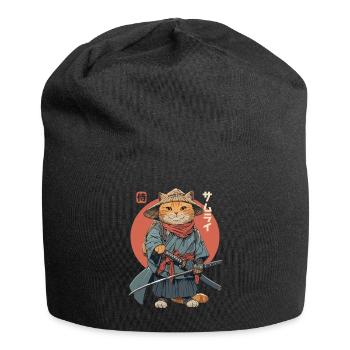 Chat Samouraï Chat Ninja Japonais Kawaii - Bonnet en jersey - noir - Devant