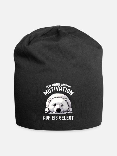 Süßer Eisbär ohne Elan kein Bock keine Motivation - Jersey-Beanie - Schwarz
