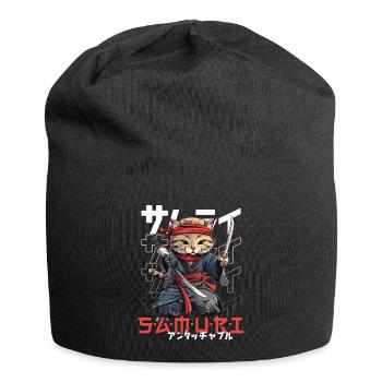 Chat Samouraï Chat Ninja Japonais Kawaii - Bonnet en jersey - noir - Devant