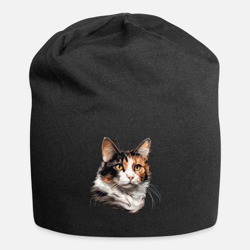 Calico Cat Glückskatze - Jersey-Beanie - Schwarz