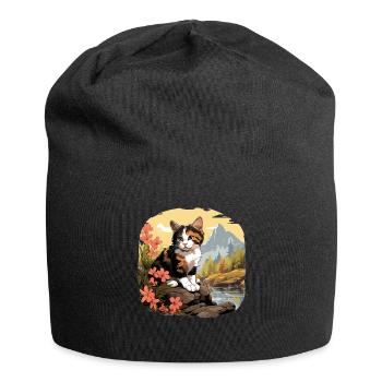 Chat calicot Chat porte-bonheur - Bonnet en jersey - noir - Devant