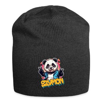 SZYMON - Beau nom de garçon avec Cool Panda - Bonnet en jersey - charbon - Devant
