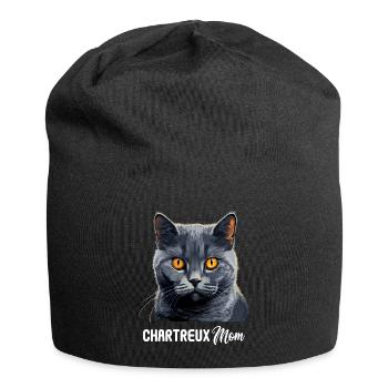 Chartreux Cat Carthusian Cat - Jersey Beanie - black - Front