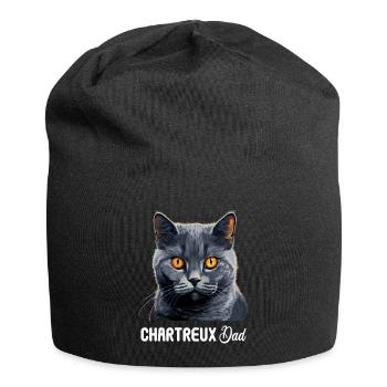 Chartreux Cat Carthusian Cat - Jersey Beanie - black - Front