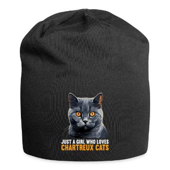 Chartreux Cat Carthusian Cat - Jersey Beanie - black - Front