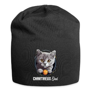 Chartreux Cat Carthusian Cat - Jersey Beanie - black - Front