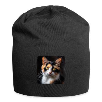 Chat calicot Chat porte-bonheur - Bonnet en jersey - noir - Devant
