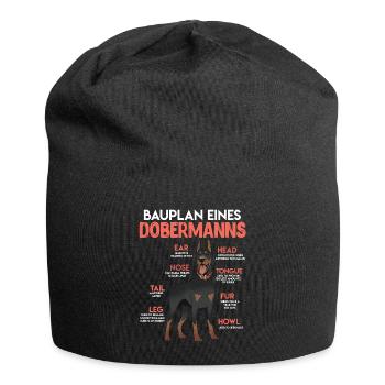 Doberman Besitzer BAUPLAN EINES DOBERMANNS Lustig - Jersey-Beanie - Schwarz - Vorne