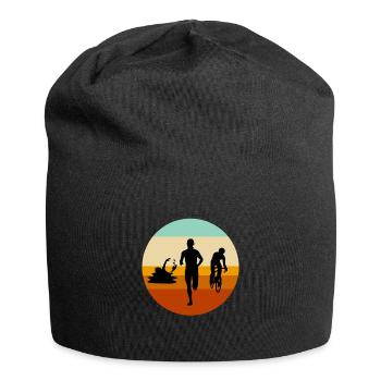 Triathlon Retro Design Sportler Athleten - Jersey-Beanie - Schwarz - Vorne