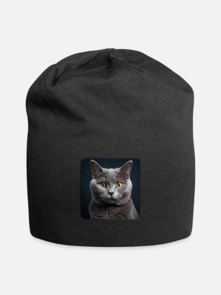 Chartreux Cat Kartäuser Katze - Jersey-Beanie - Schwarz