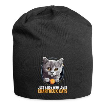 Chartreux Cat Carthusian Cat - Jersey Beanie - black - Front