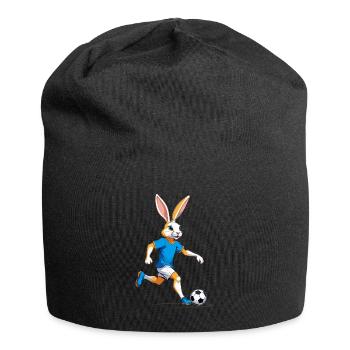 Osterhase Fußballspieler Ostern Fußball Design - Jersey-Beanie - Schwarz - Vorne