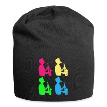 Farbenfrohe Saxophonisten Band - Geschenk - Jersey-Beanie - Schwarz - Vorne